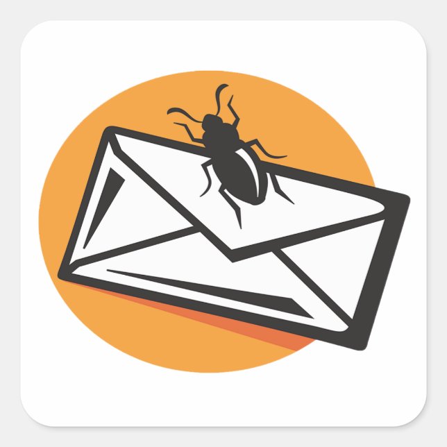 Black Beetle Insect on Envelope Quadratischer Aufkleber (Vorderseite)