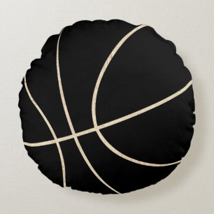 Black & Beige Basketball Runde Kissen