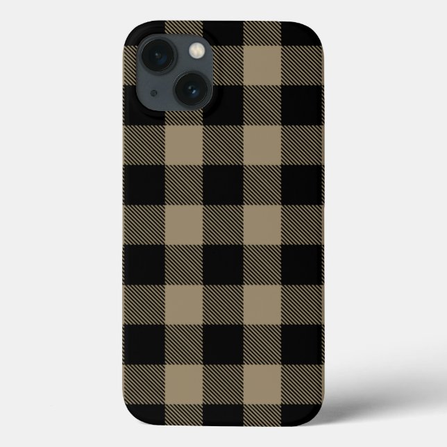 Black Beige Buffalo Kariert Karo Pattern Case-Mate iPhone Hülle (Rückseite)