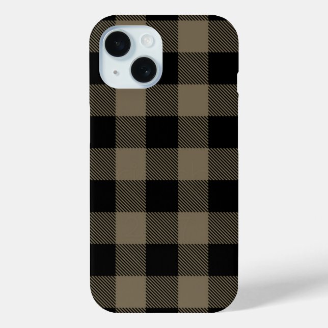 Black Beige Buffalo Kariert Karo Pattern Case-Mate iPhone Hülle (Rückseite)