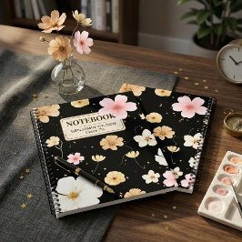 Black & Beige Floral Watercolor Spiralfolien Noteb Notizbuch