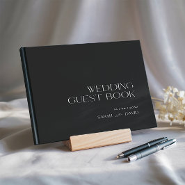 Black Beige Modern Elegante Wedding Foil Guestbook Gästebuch