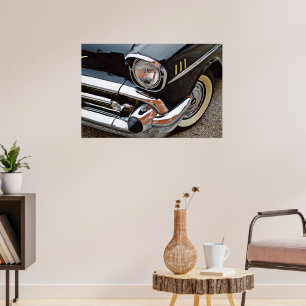 Black Bel Air Classic Oldtimer Kotflügel Kunst Poster