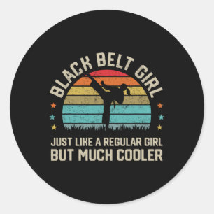 Black Belt Girl Karate Jiu Jitsu Taekwondo Martial Runder Aufkleber