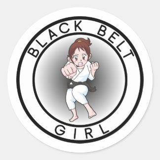 Black Belt Girl Runder Aufkleber