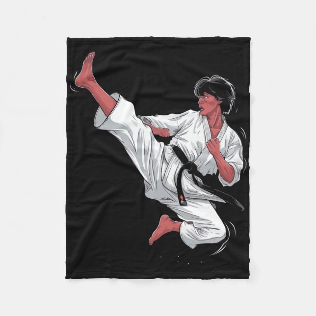 Black Belt Karate Fighter Fleecedecke (Vorderseite)