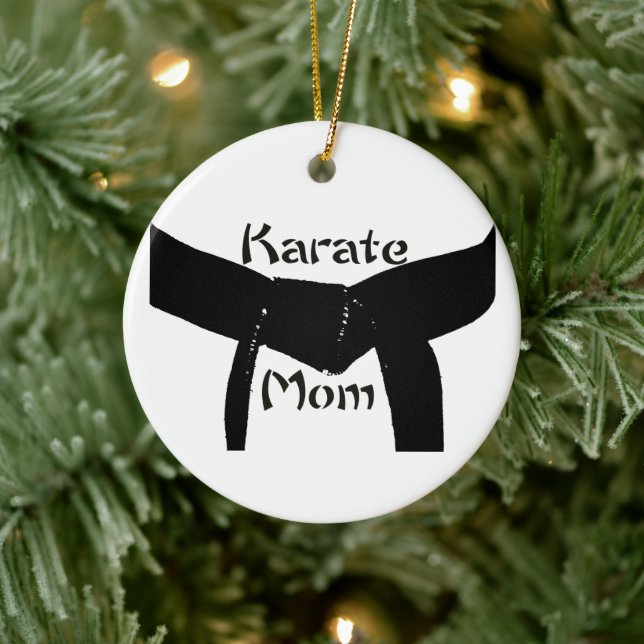 Black Belt Karate Mama Keramik Ornament (Baum)