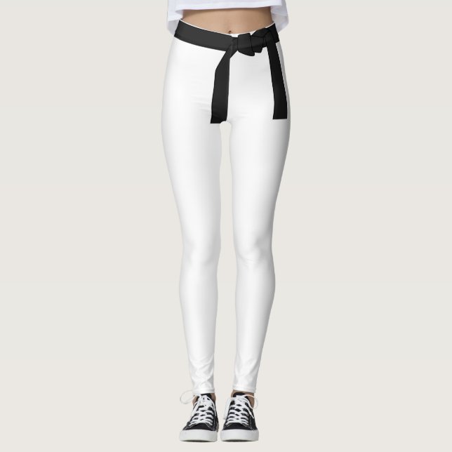 Black Belt Karate Martial Arts White Leggings (Vorderseite)