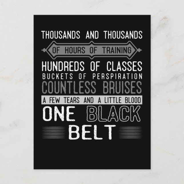 Black Belt Karate Taekwondo Jiu Jitsu Motivation Postkarte (Vorderseite)