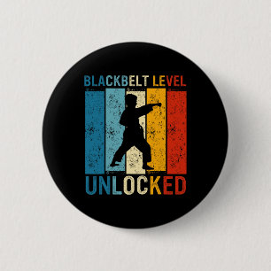 Black Belt Men Achievement Martial Arts Karate Boy Button