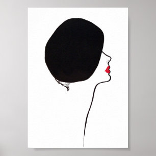 Black Beret Hat Retro Minimalistische Mode Poster