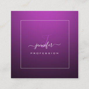 Black Berry Pink Lila Monogram Name Social Media Quadratische Visitenkarte