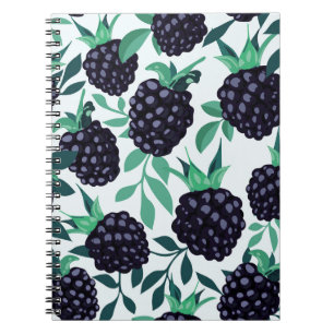 Black Berry Tropical: Frucht nahtloses Muster Notizblock