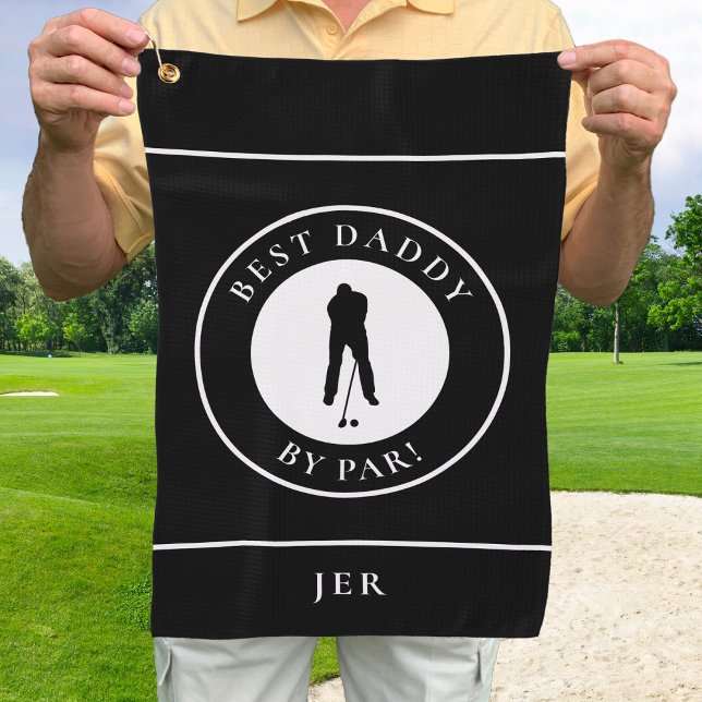 Black Best Daddy Par Golfer Mit Monogramm Sport Golfhandtuch (Von Creator hochgeladen)