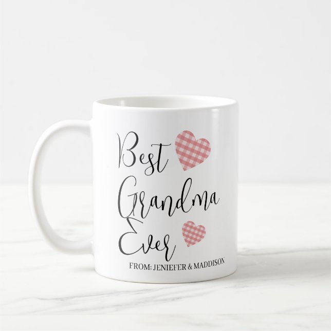 Black Best Oma je Hand Letting Quote Coffe Kaffeetasse (Links)