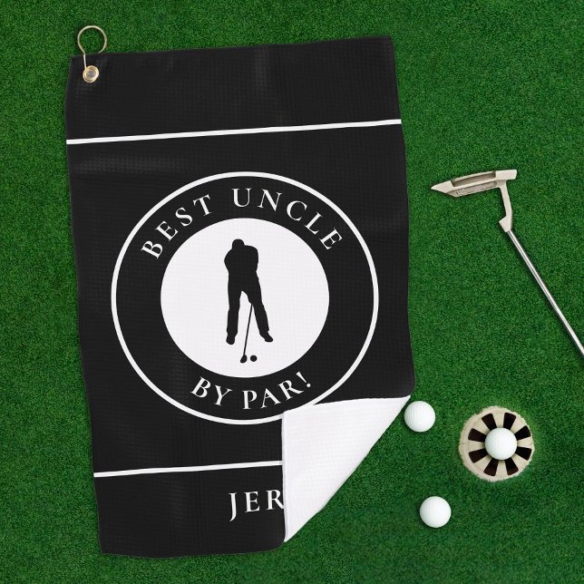 Black Best Onkel Familie Golfer Monogram Sports Pr Golfhandtuch (Von Creator hochgeladen)