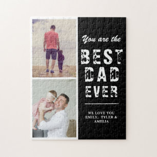 Black Best Vater Ever Family 2 Foto Puzzle
