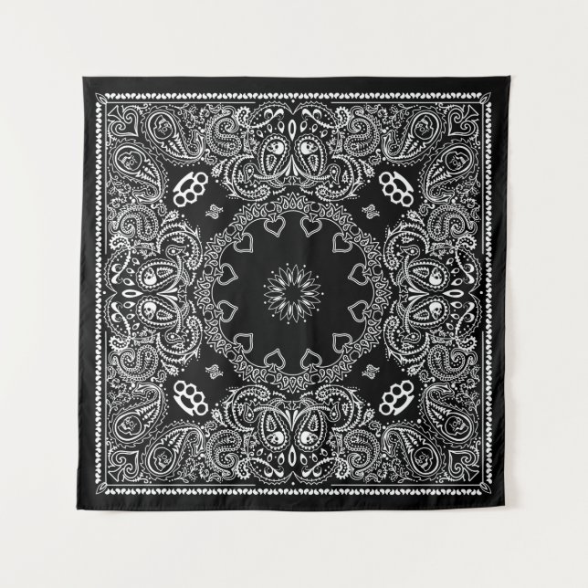 Black Biker Bandanna Wandteppich (Vorderseite)