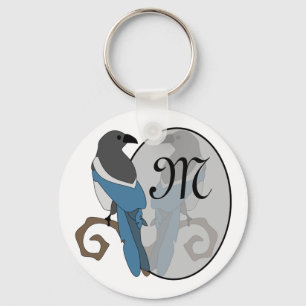Black Billed Magpie Monogram Schlüsselanhänger