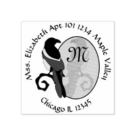 Black Billed Magpie Monogram Zuhause-Adresse Gummistempel