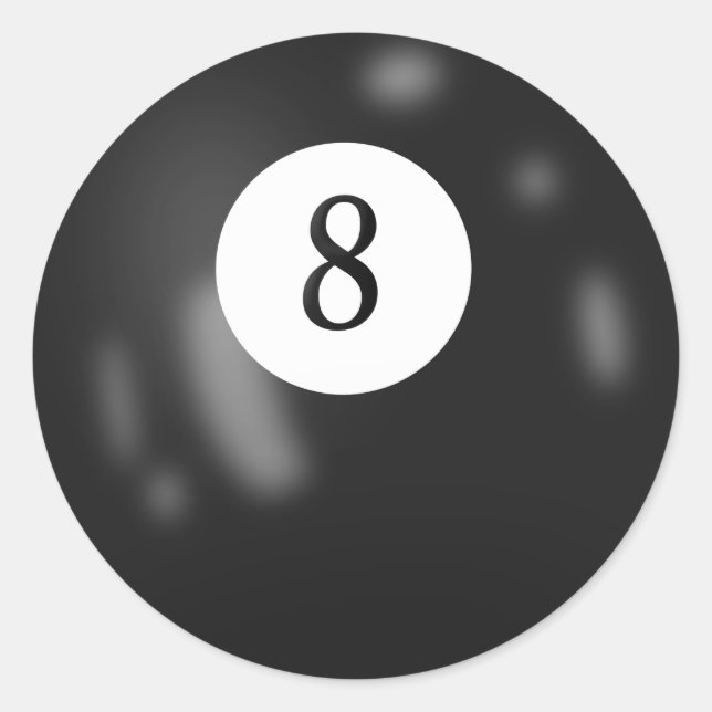 Black Billiard Aight Ball Runder Aufkleber (Vorderseite)