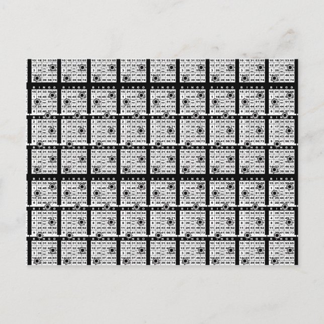 Black Bingo Cards Postkarte (Vorderseite)