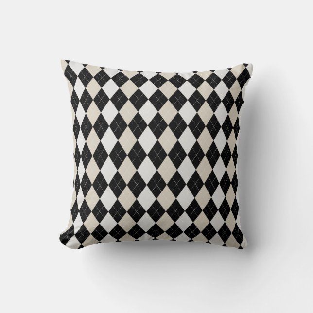 Black & BIRCH BROWN Diamonds RAUTE Muster Kissen (Vorderseite)