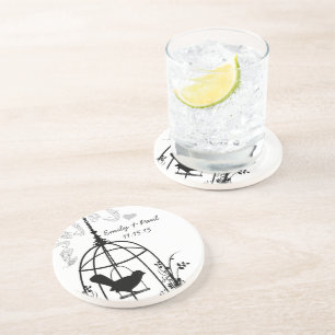 Black Bird Cage Vintag Love Bird Untersetzer