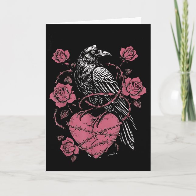Black Bird F-caw-f Funny Valentines Day  Karte (Vorderseite)