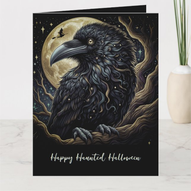 Black Bird Halloween Karte (Vorderseite)