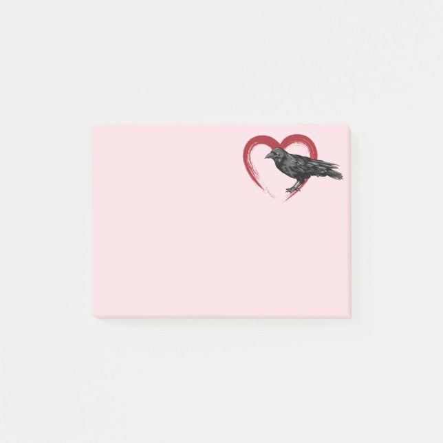 Black Bird Heart Raven Post-it Notes Post-it Klebezettel (Vorderseite)