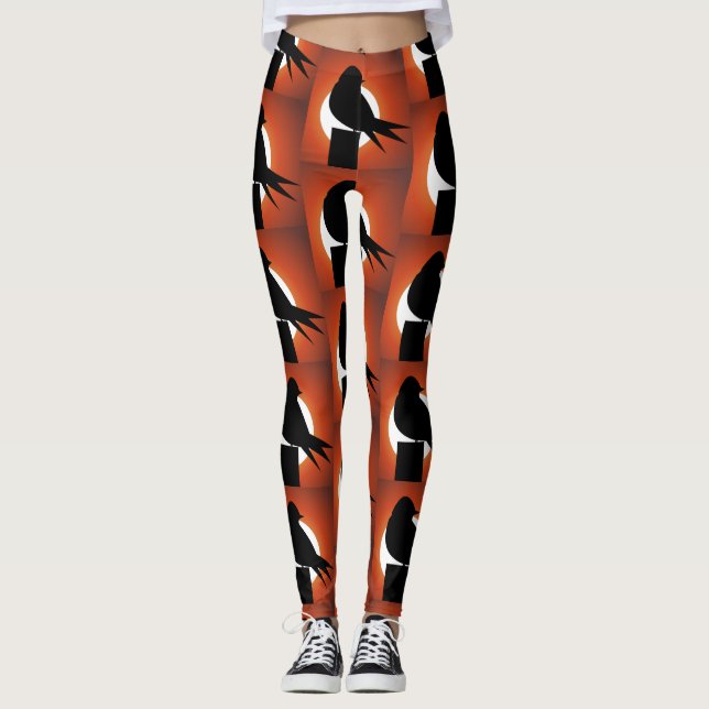Black Bird Silhouette Sun Thunder_Cove Leggings (Vorderseite)