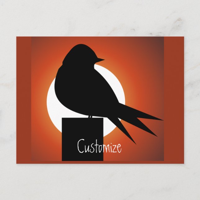 Black Bird Silhouette Sun Thunder_Cove Postkarte (Vorderseite)