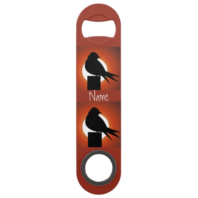 Black Bird Silhouette Sun Thunder_Cove Speed Flaschenöffner (Rückseite)