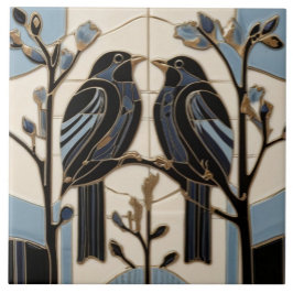 Black Birds Art Nouveau Bird Art Deco BlackBird Fliese