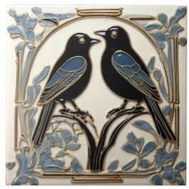 Black Birds Art Nouveau Bird Art Deco BlackBirds Fliese