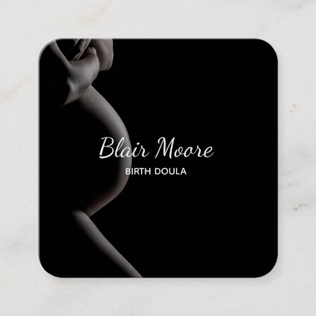 Black Birth Doula Midwomen Pregnancy Business Card Quadratische Visitenkarte (Vorderseite)