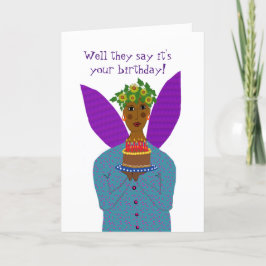 Black Birthday Angel bringt Kuchenkarte Dankeskarte