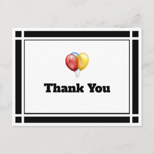Black Birthday Balloons Danke, Postcard Postkarte