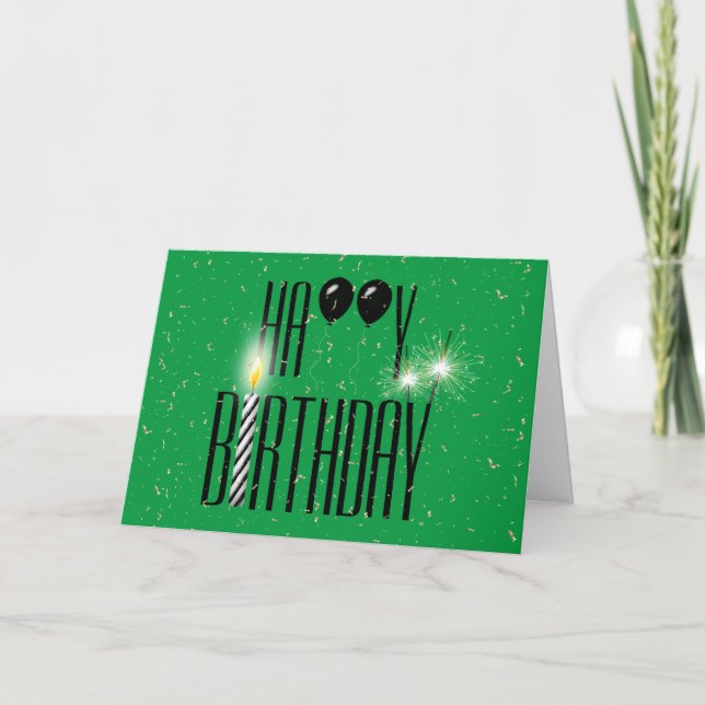 Black Birthday Balloons mit Sparkler Karte (Vorderseite)
