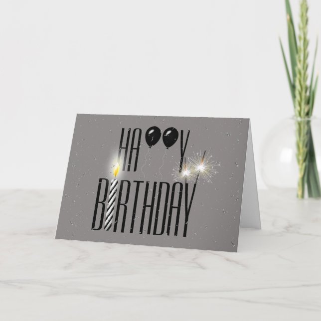 Black Birthday Balloons mit Sparkler Karte (Vorderseite)