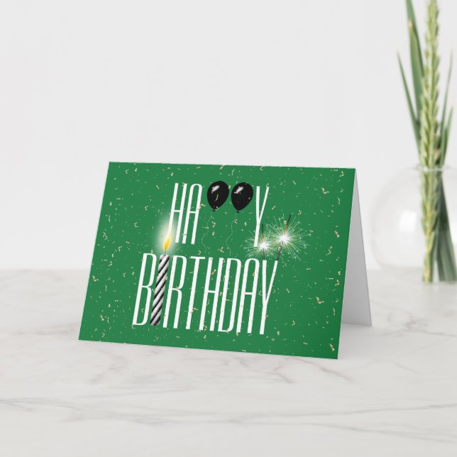 Black Birthday Balloons mit Sparklern Karte (Vorderseite)
