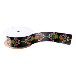 Black Birthday Blume Fiesta Mexikanische Stickerei Satinband