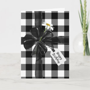 Black Birthday Bow auf Kariert Karte