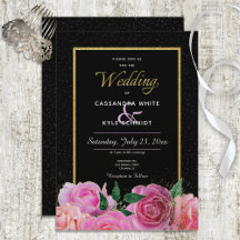 Black & Black Glitzer & Pink Roses Wedding