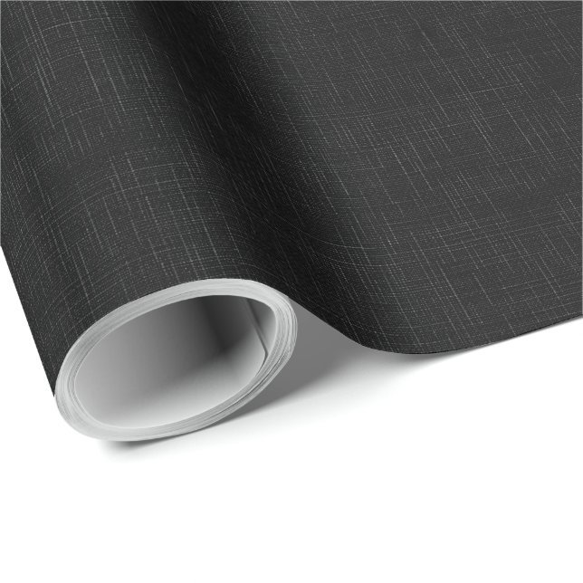 Black Blank Beige Linen Clean Fabric Texture Geschenkpapier (Rolleneckpunkt)