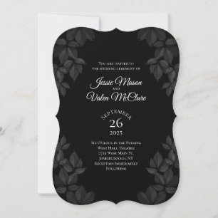 Black Blätter Gothic Wedding Einladung