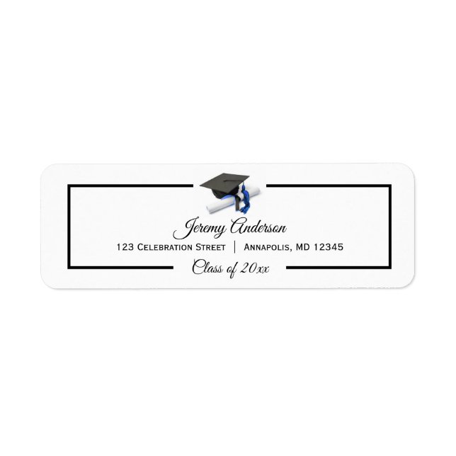 Black Blue Abschluss Class Cap und Tassel-Adresse (Vorne)