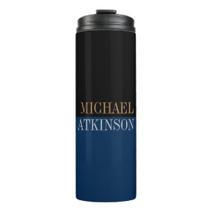 Black Blue Bold Text Trendy Stilvoll Ihr Name Thermosbecher