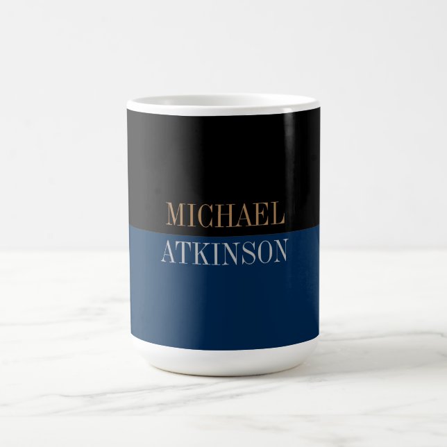 Black Blue Bold Text Trendy Stilvoll Kaffeetasse (Mittel)